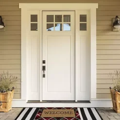 Best Red & Green Plaid Welcome Doormat Outdoor Christmas Decorations