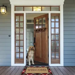 Best Red & Green Plaid Welcome Doormat Outdoor Christmas Decorations