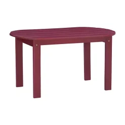 Kirklands Home Outdoor Tables|Acacia Wood Oval Adirondack Coffee Table Red