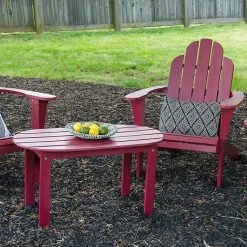 Kirklands Home Outdoor Tables|Acacia Wood Oval Adirondack Coffee Table Red