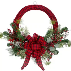 Best Red and Black Buffalo Check Pine and Berry Wreath Wreaths