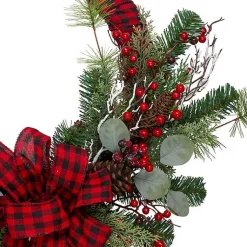 Best Red and Black Buffalo Check Pine and Berry Wreath Wreaths