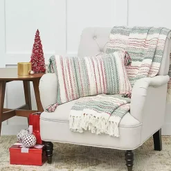 Hot Red and Green Nordic Stripe Throw Blankets & Throws