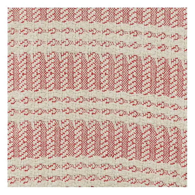 Discount Red and Ivory Striped Cotton Throw Blankets & Throws