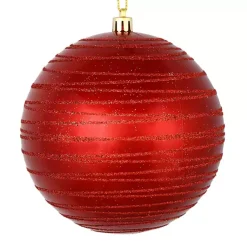 Best Ball Ornaments with Glitter Lines, Set of 4 Christmas Ornaments