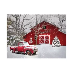 Red Barn in Winter Canvas Art Print, 30x40 Christmas Art & Wall Decor