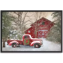 Outlet Red Barn Rustic Christmas Framed Wall Art Christmas Art & Wall Decor