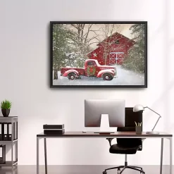 Outlet Red Barn Rustic Christmas Framed Wall Art Christmas Art & Wall Decor