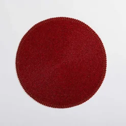 Kirklands Home Table Linens|Beaded Christmas Placemat Red