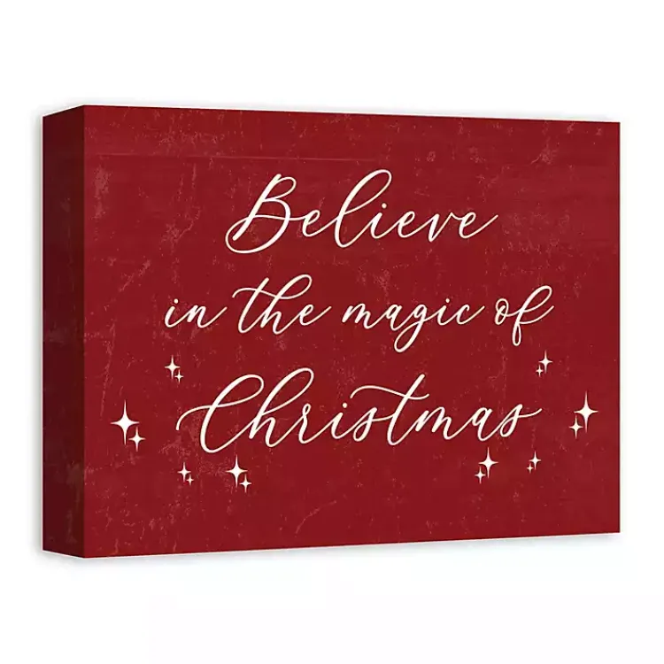 Outlet Red Believe Magic of Christmas Canvas Wall Plaque Christmas Art & Wall Decor