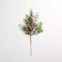 Outlet Red Berry and Eucalyptus Stem with Bells Christmas Arrangements & Garland