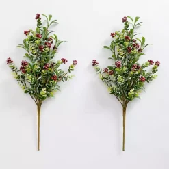Outlet Red Berry Boxwood Bushes, Set of 2 Christmas Arrangements & Garland
