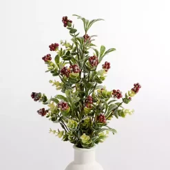 Outlet Red Berry Boxwood Bushes, Set of 2 Christmas Arrangements & Garland