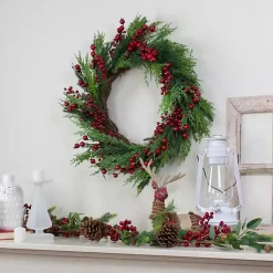 Online Red Berry Pine Spiral Wreath Christmas Wreaths