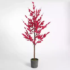 Outlet Red Berry Potted Christmas Tree, 66 in. Christmas Decorations
