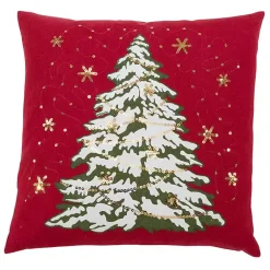 Sale Red Christmas Tree LED Square Pillow Pillows
