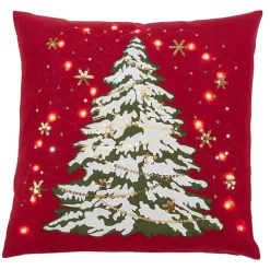 Sale Red Christmas Tree LED Square Pillow Pillows