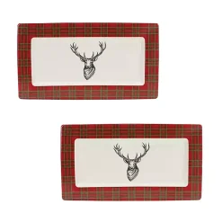Kirklands Home Serving & Entertaining|Deer Trim 2-pc. Christmas Platter Set Red