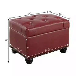 Kirklands Home Benches & Ottomans|Faux Leather Jessy Storage Ottoman Red