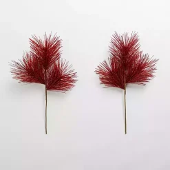 Hot Glitter Pine Needle Picks, Set of 2 Christmas Tree Decorations