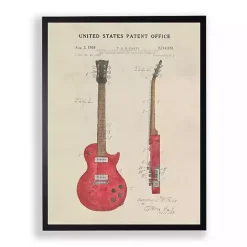Kirklands Home Framed Art|Red Guitar Patent Framed Art Print