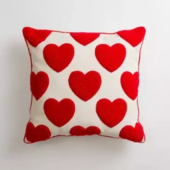 Hot Red Heart Applique Pillow Valentines Day Decorations