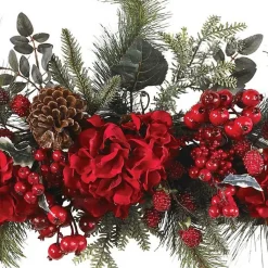 Clearance Red Hydrangea and Pine Christmas Swag Christmas Wreaths