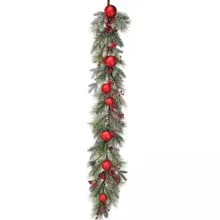 Online Red Ornament Frost Pine Waterproof Garland Christmas Arrangements & Garland