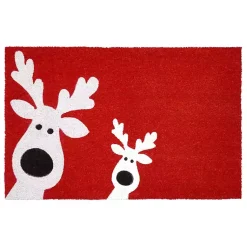 Online Red Peeking Reindeer Doormat Outdoor Christmas Decorations