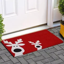 Online Red Peeking Reindeer Doormat Outdoor Christmas Decorations