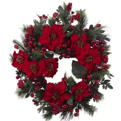 New Poinsettia and Berry Wreath Christmas Wreaths