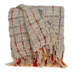 New Red Primitive Squares Handloomed Throw Blanket Blankets & Throws