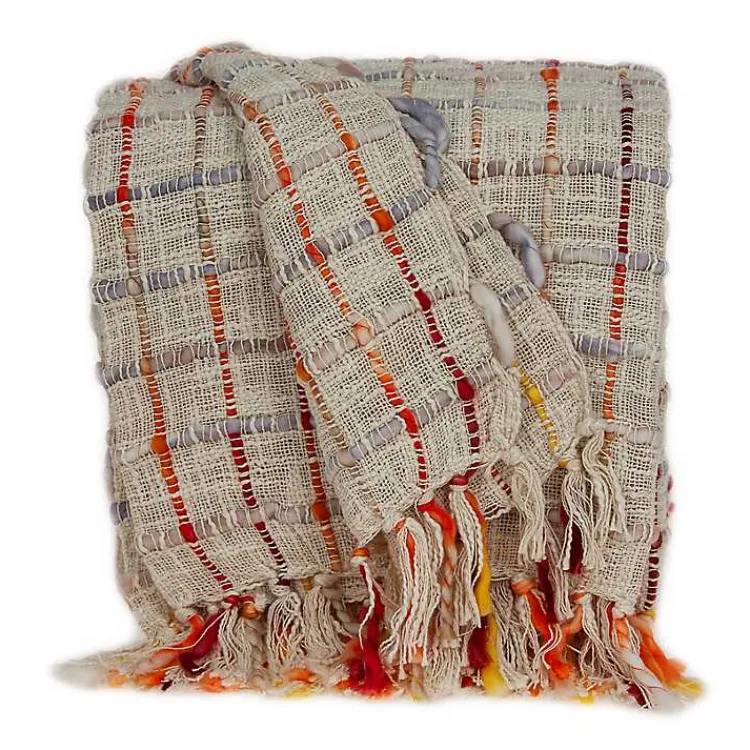 New Red Primitive Squares Handloomed Throw Blanket Blankets & Throws