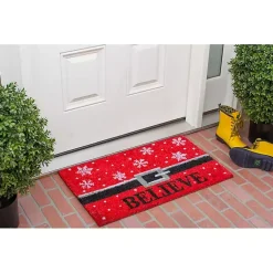 Online Santa Belt Believe Coir and Vinyl Doormat Outdoor Christmas Decorations