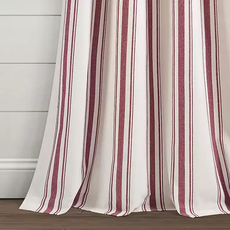 Kirklands Home Curtains & Drapes|Stripe Farmhouse Curtain Panel Set, 95 in. Red