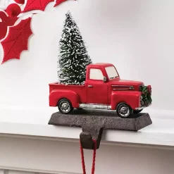 New Red Truck with Tree Stocking Holder Christmas Stockings & Stocking Holders