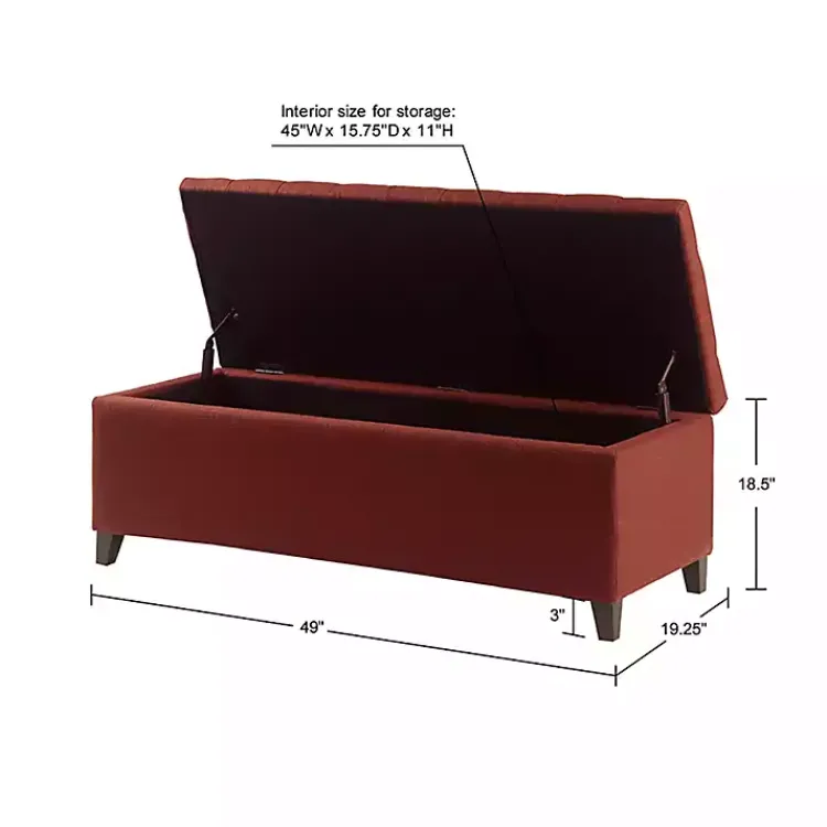 Kirklands Home Benches & Ottomans|Tufted Shandra Storage Bench Red