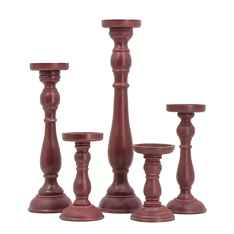 Wood Spindle Taper Candle Holders, Set of 5 Candle Holders