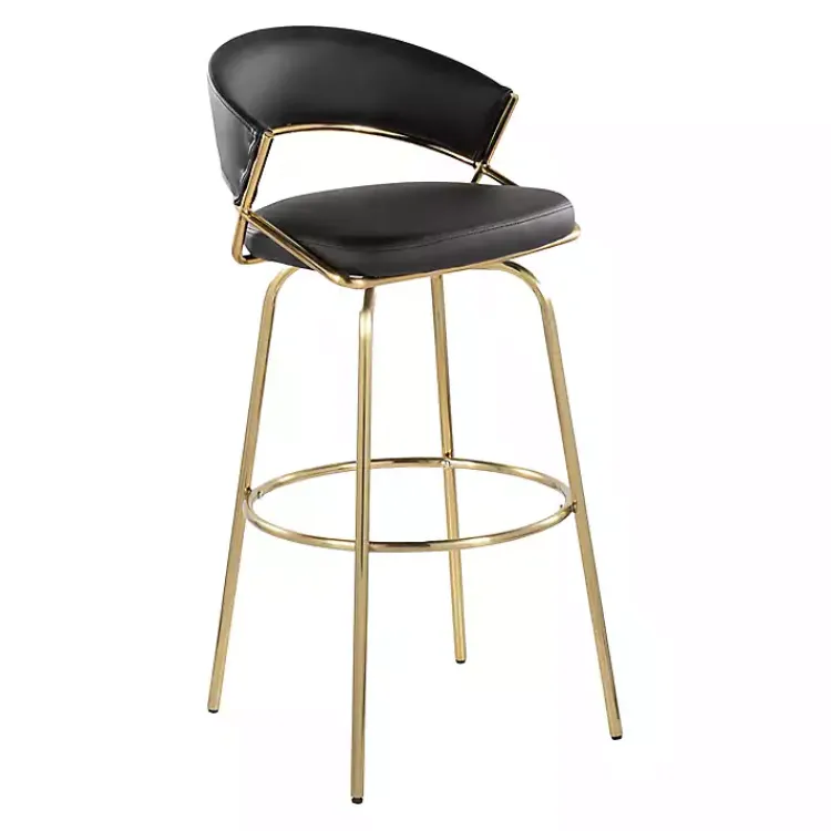 Kirklands Home Bar Stools & Counter Height Stools|Remy & Gold Swivel Bar Stools, Set of 2 Black