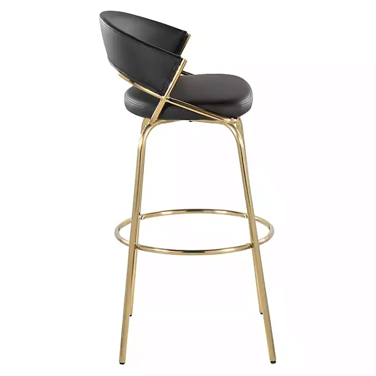 Kirklands Home Bar Stools & Counter Height Stools|Remy & Gold Swivel Bar Stools, Set of 2 Black