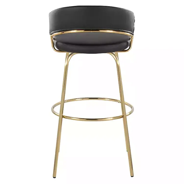 Kirklands Home Bar Stools & Counter Height Stools|Remy & Gold Swivel Bar Stools, Set of 2 Black