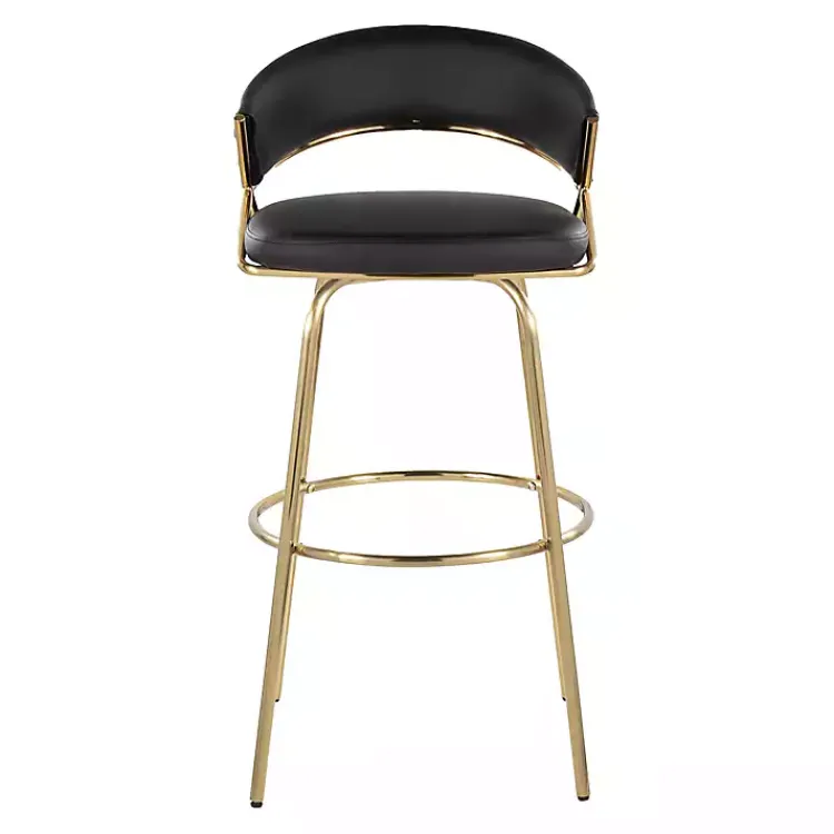 Kirklands Home Bar Stools & Counter Height Stools|Remy & Gold Swivel Bar Stools, Set of 2 Black