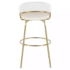 Kirklands Home Bar Stools & Counter Height Stools|Remy White & Gold Swivel Bar Stools, Set of 2 Black