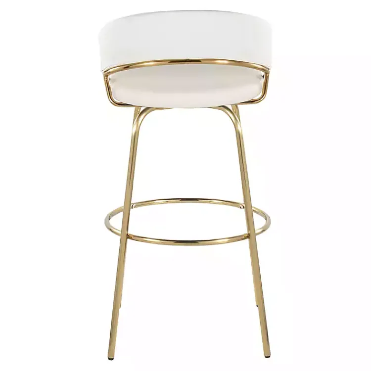 Kirklands Home Bar Stools & Counter Height Stools|Remy White & Gold Swivel Bar Stools, Set of 2 Black