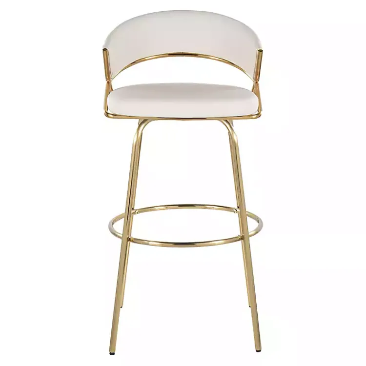Kirklands Home Bar Stools & Counter Height Stools|Remy White & Gold Swivel Bar Stools, Set of 2 Black
