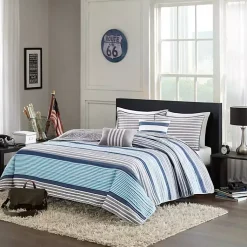 Kirklands Home Quilts|Reversible Stripes 4-pc. Twin/Twin XL Quilt Set