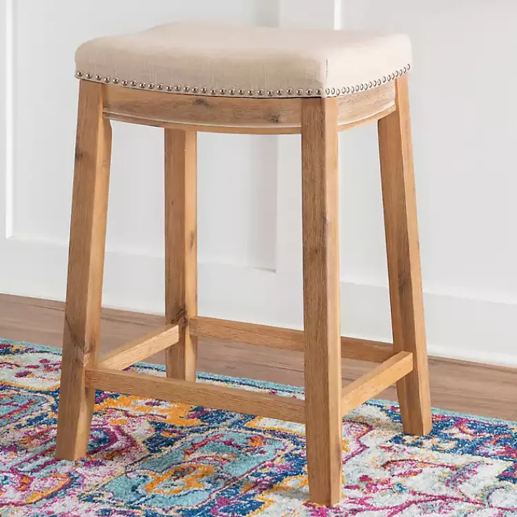 Kirklands Home Bar Stools & Counter Height Stools|Riverdale Acacia Wood Counter Stool White
