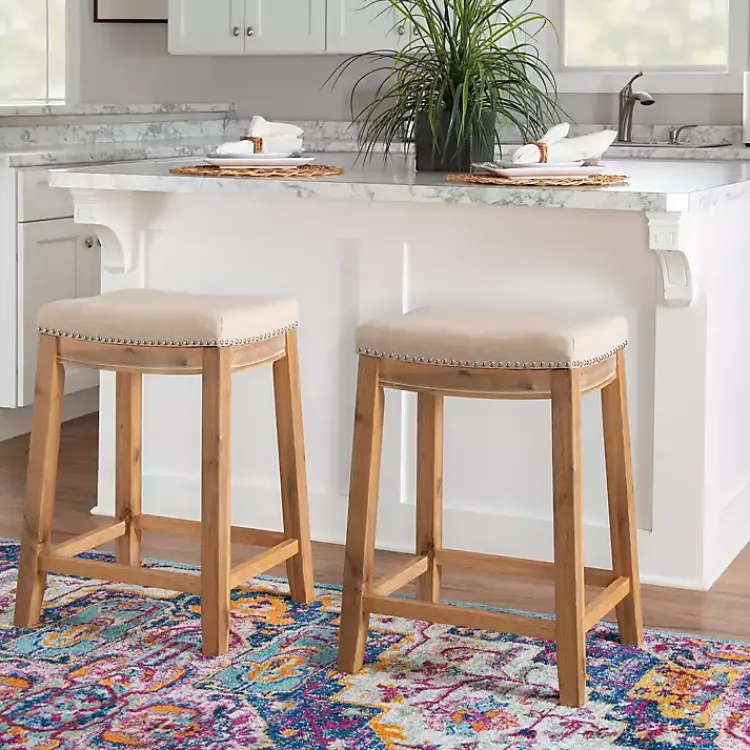 Kirklands Home Bar Stools & Counter Height Stools|Riverdale Acacia Wood Counter Stool White