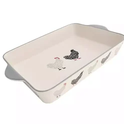 Kirklands Home Bakeware & Cookware|Rooster Stoneware Baking Dish Ivory