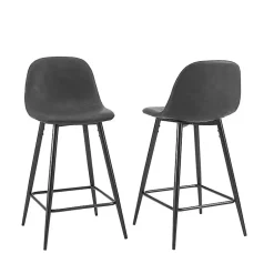 Kirklands Home Bar Stools & Counter Height Stools|Rorke Faux Leather Counter Stools, Set of 2 Black